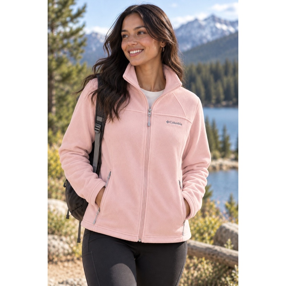 Columbia Women L Fast Track Fleece Jacket Full Zip Pockets Outdoor Hiking Fall